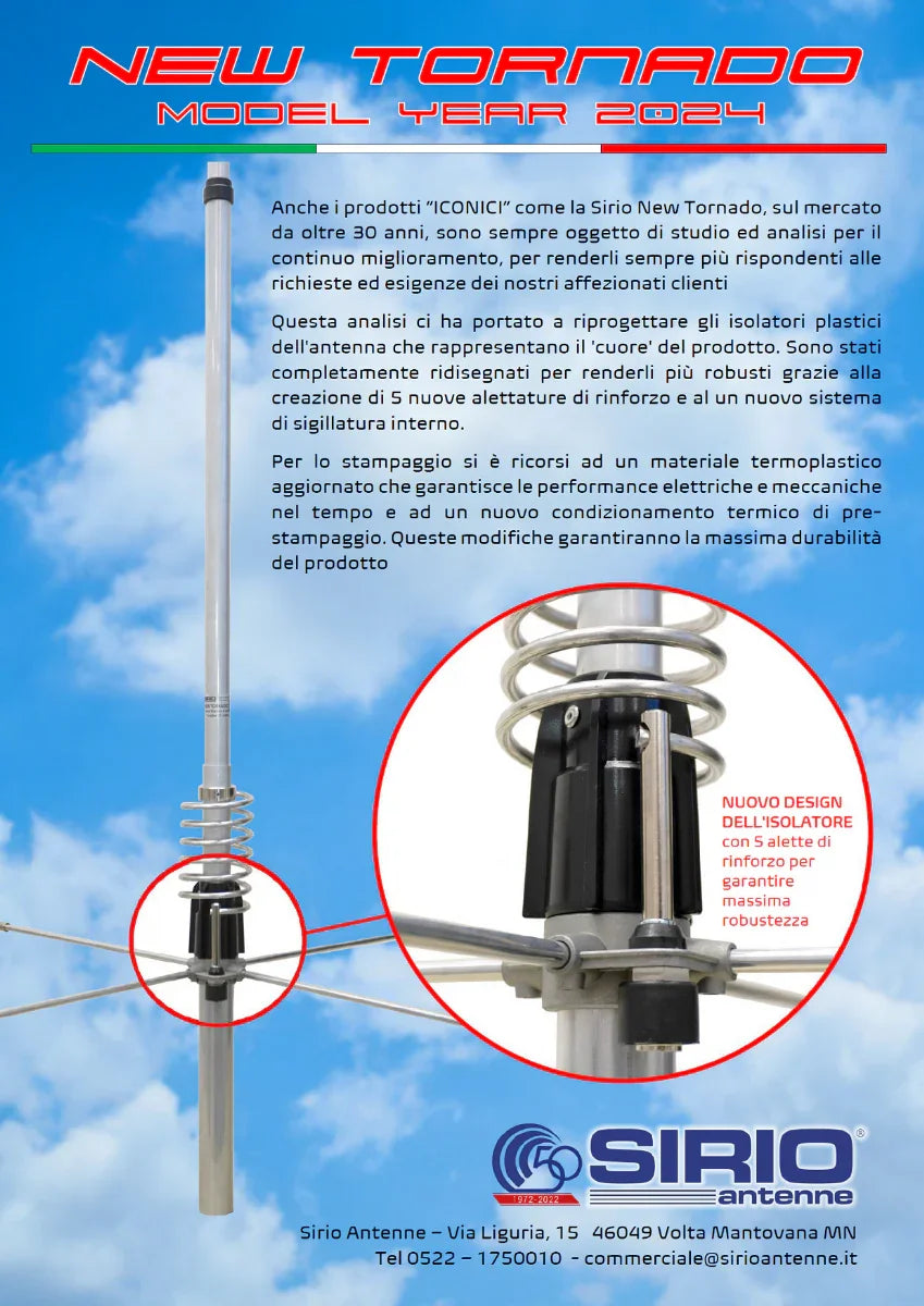 Sirio NEW TORNADO 27 5/8 - Antenna verticale C.B. da base 723cm